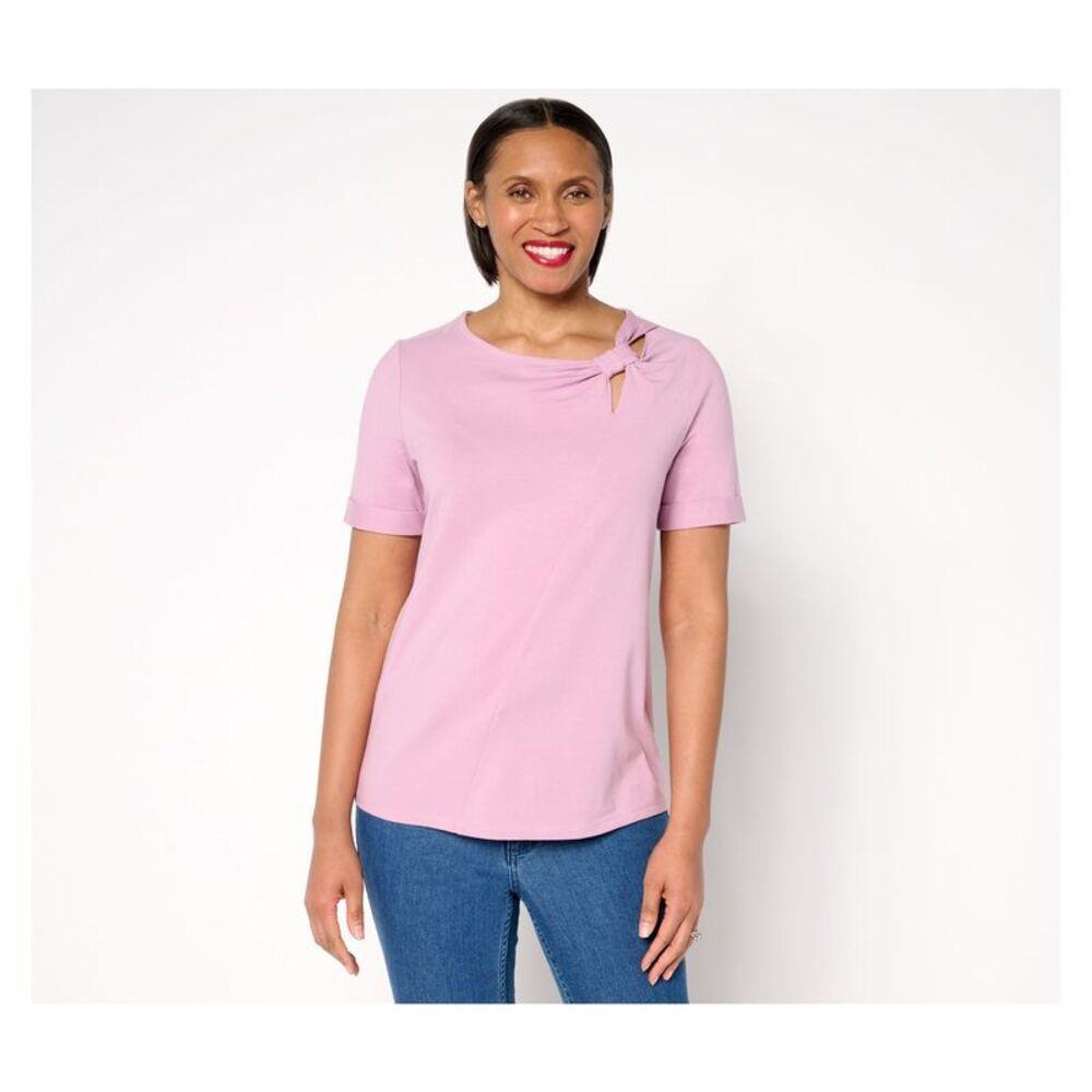 SUNNYLiFE Women's Top Sz S Twist Detail Short Sleeve Pink A688568